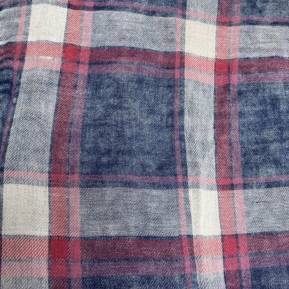 GB Womens Top Size S Blue Plaid Long Sleeve V-Neck Casual Pullover Blouse - Picture 11 of 12